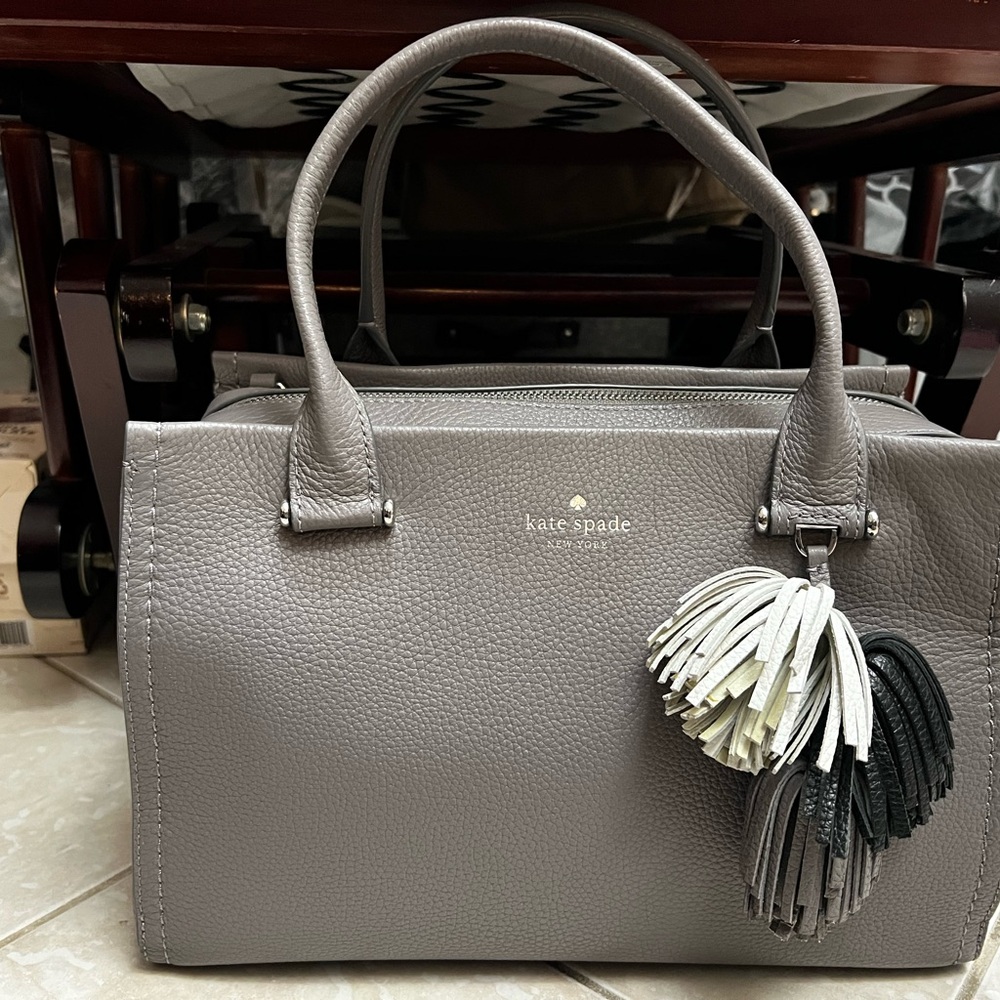 Kate Spade Gray Satchel with Tassel Charm